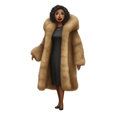 Woman wearing big full length fur coat sticker