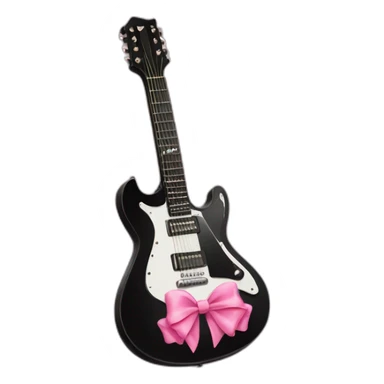 Black guitar with a coquette pink bow sticker