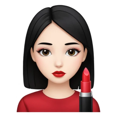 Siyah dümdüz saçlı makyajı soft ve ruju kiko  olan bir kız sticker