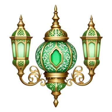 Rococo vintage style green white Ramadan lights sticker