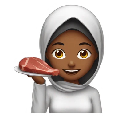 muslim bkack girl enjoying meat sticker