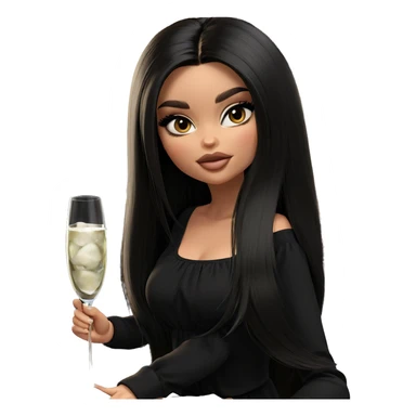 girl in black dress sipping sticker