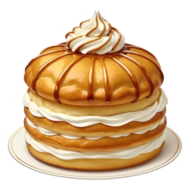 classic French Saint Honoré cake, round, cream puffs, caramel, whipped cream, elegant sticker