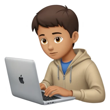 boy typing on a laptop sticker