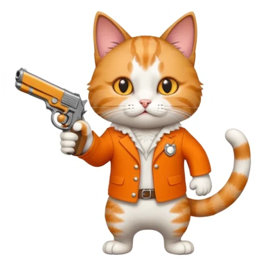 cartoon cat with a pistol sticker