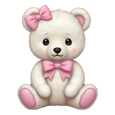 white teddy bear with pink bow sticker