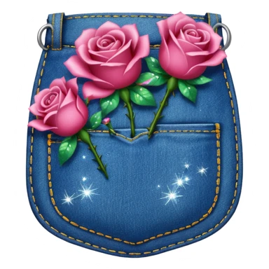Denim pocket with glittery roses sticking out of the pocket  sticker