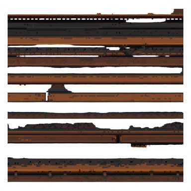 pixel art rusty railway track, visible rust, missing planks sticker