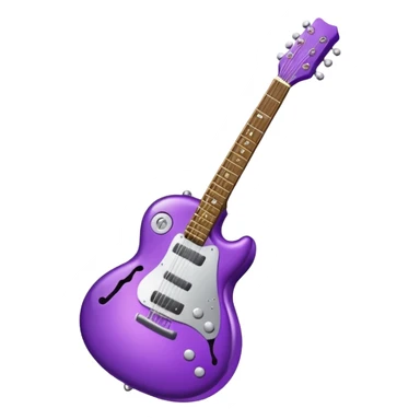 a purple Christmas ornament with a guitar sticker