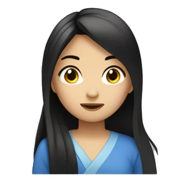 asian girl with black llong hair coding  sticker