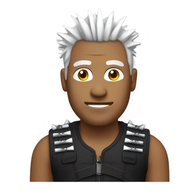 man black outfit white spiky hair holding an crash sticker