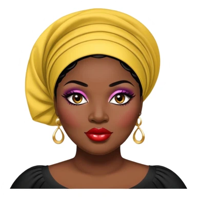 big plus size, black hair, baddie,pretty, makeup, lipgloss, black eyeliner, dark skin, Nigerian, gele
 sticker