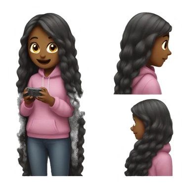 Long hair girl playing switch games cozy  sticker