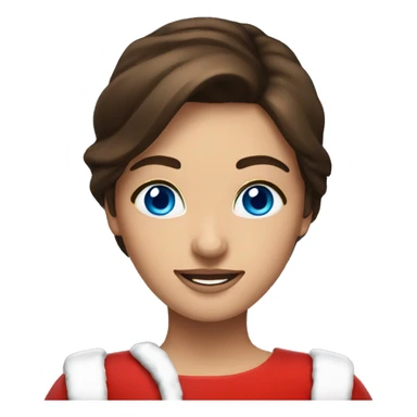 brunette woman in santa costume with blue eyes and tanned sticker