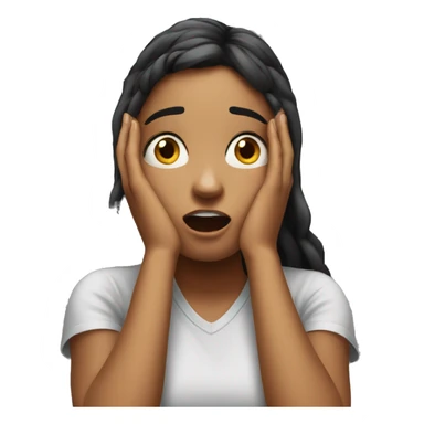 Girl holding her head with her hands shocked realistic  sticker