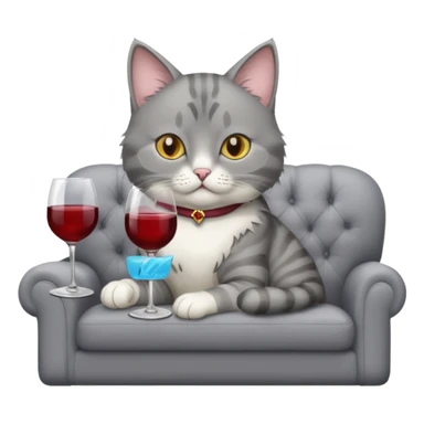 gray Cat On A Couch With Wine sticker