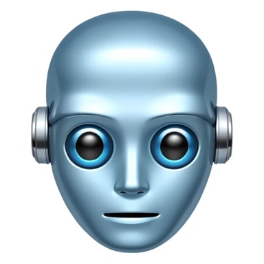 ai agent light blue metalic face bot sticker