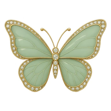 single sage green butterfly with soft green enamel and sparkling gems sticker