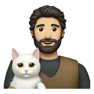 Men with beard and dark hair, holding white cat in arms  sticker