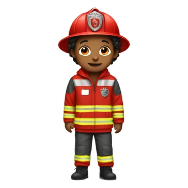 Boy wearing a fire truck costume  sticker