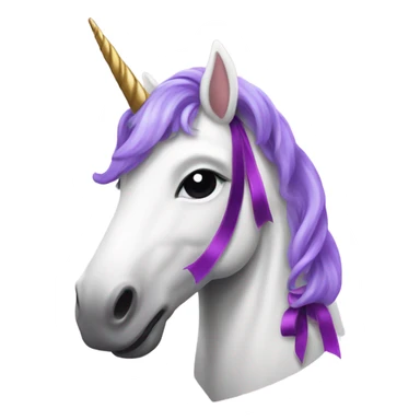 Unicorn with purple ribbon sticker