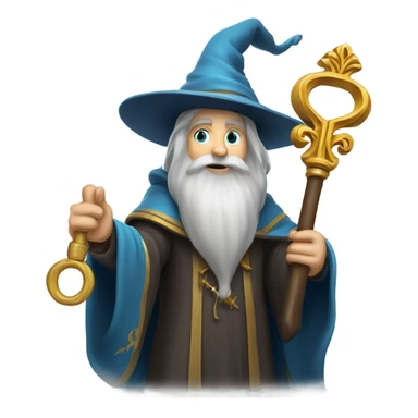 male wizard have holding big key sticker