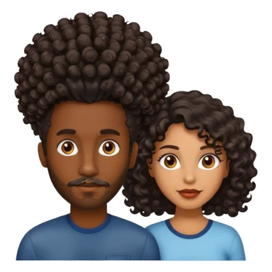 Dark brown skin man with a light beard and a curly   fade haircut with dark brown eyes with a brown skin  Latina woman with dark wavy hair  sticker