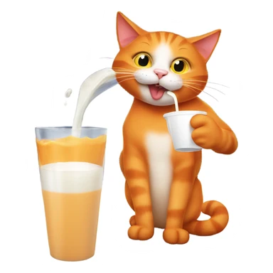 Orange cat drinking milk at the club sticker