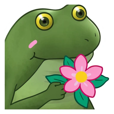 pink flower chalk with round leaves, yellow middle sticker