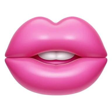 pink puffy inflatable balloon shiny lips sticker