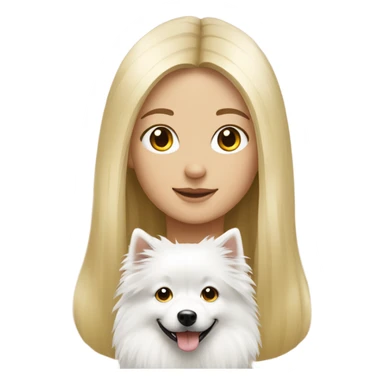 Girl blond long hair and white German spitz  sticker