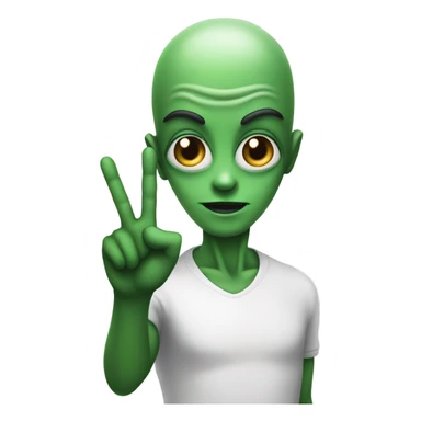 alien with peace sign sticker