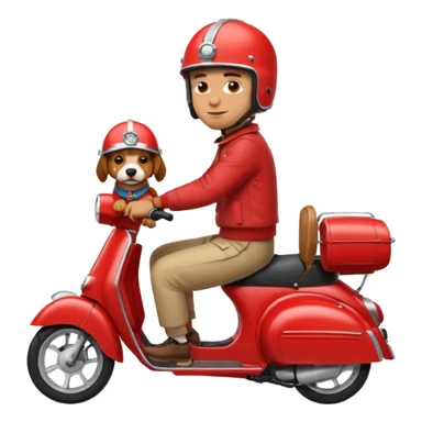 man and his pet dog riding a vespa sticker