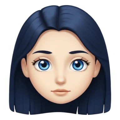 long dark hair with big blue eyes and long dark eyelashes round face sticker