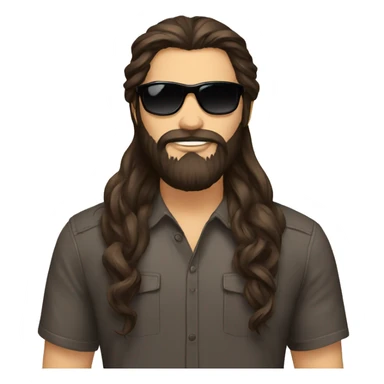 Darkbrown Long hair, hairknot,  male, beard,sunglasses sticker