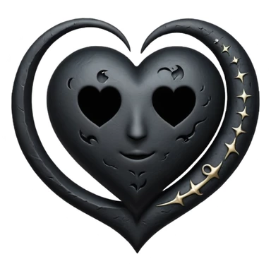 goth heart with a crescent moon sticker