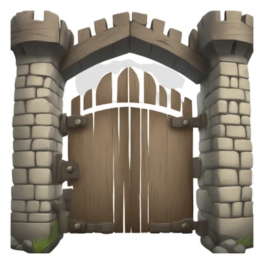 wooden medieval castle gate sticker