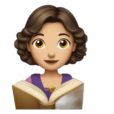 Brunette princess with book sticker