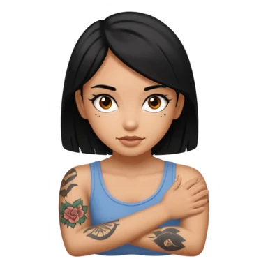 Tan girl with black hair arm tattoos sticker