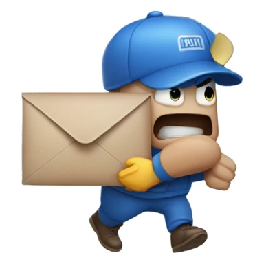 angry mail man delivering mail to a blue mailbox sticker