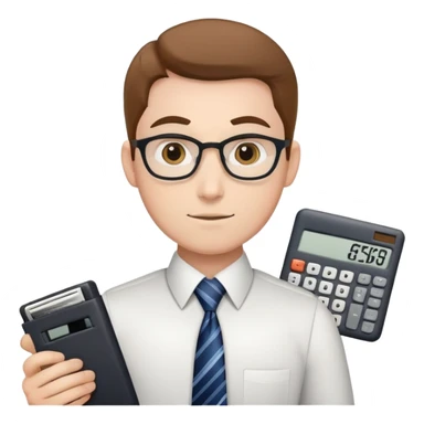 professional accountant with tie and calculator sticker