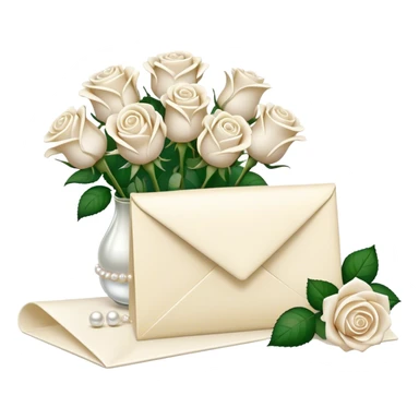 Ivory-colored love letter and a bouquet of white and pearl roses  sticker