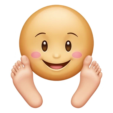 Smiley face with blush and cute lashes with feet in the air  sticker