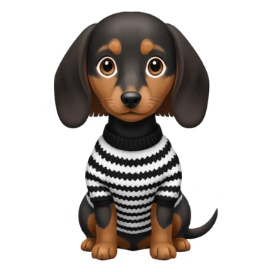 Bassotto ) in bianco e nero con vestitino in maglia sticker