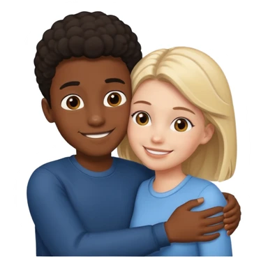 black boy and white girl hugging sticker