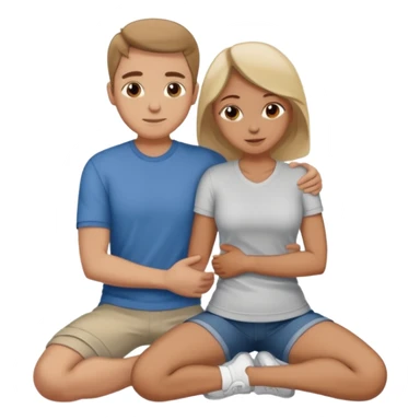 man on knees hugging womans waist sticker