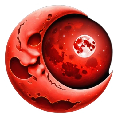 glitter red blood moon crescente sticker