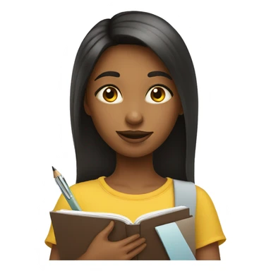 Girl with pen pencil book sticker