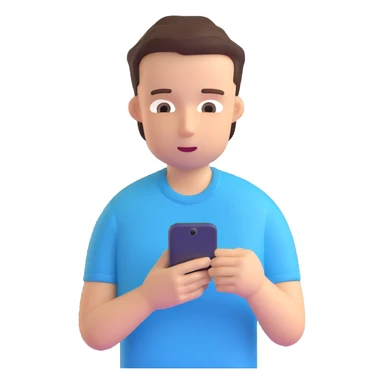 boy in a blue bed, on his phone, wearing a light blue t-shirt sticker