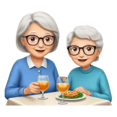 conversación dentro de un restaurant  dos personas y una de las persoans sea una abuela sticker